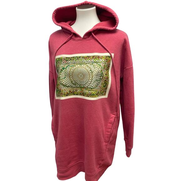 Hand Printed Upcycled Womens Small Vintage Sunroom Ceiling Sweatshirt Hoodie - Picture 1 of 6